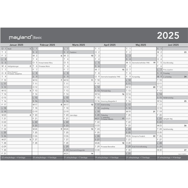 Mayland 2025 Basic Kontorkalender, A3