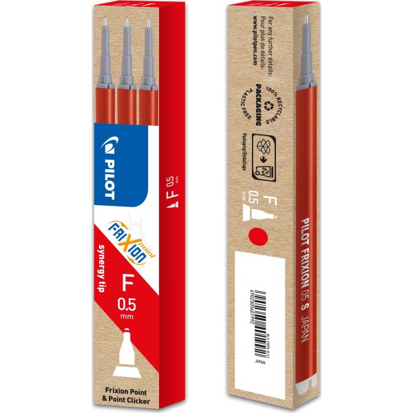 Pilot FriXion Point Refill | F | Rød | 3 stk.