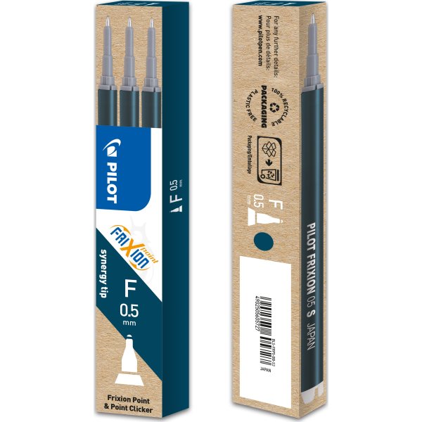 Pilot FriXion Point Refill | F | Blåsort | 3 stk.