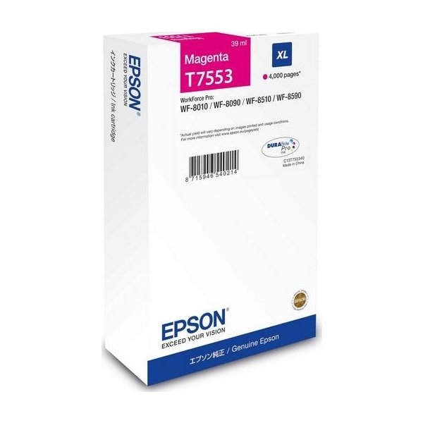 Epson T7553 blækpatron XL, magenta, 4000 sider