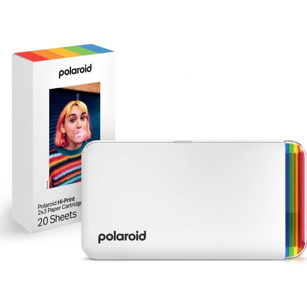 Polaroid Hi-Print 2x3 Fotoprinter med papir, hvid