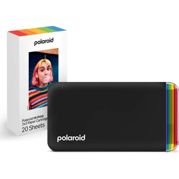 Polaroid Hi-Print 2x3 Fotoprinter med papir, sort