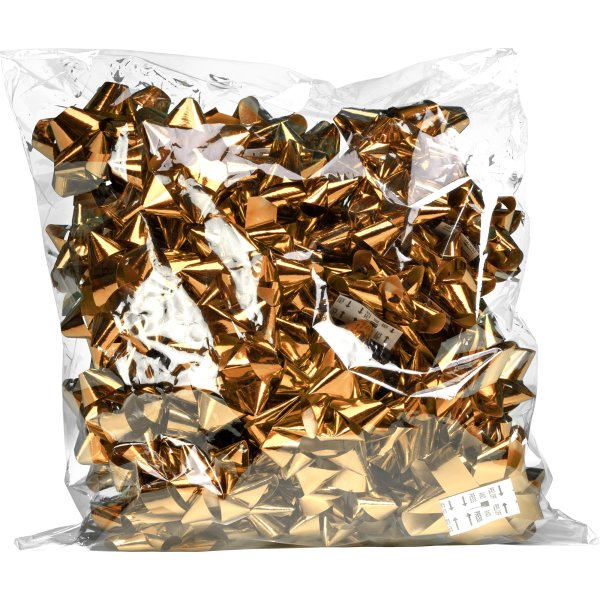 Gavebånds rosetter, Metallic Guld, Ø7,5cm, 36 stk.
