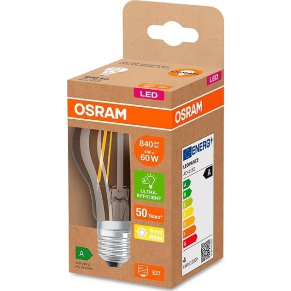 Osram LED Standardpære klar E27, 4W=60W