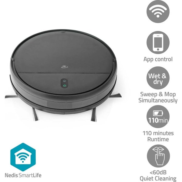 Nedis SmartLife WIFIVCR001CBK Robotstøvsuger, sort