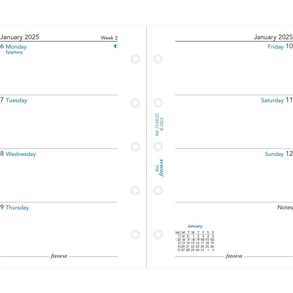 Filofax 2025 Refill | Mini | Uge | Engelsk