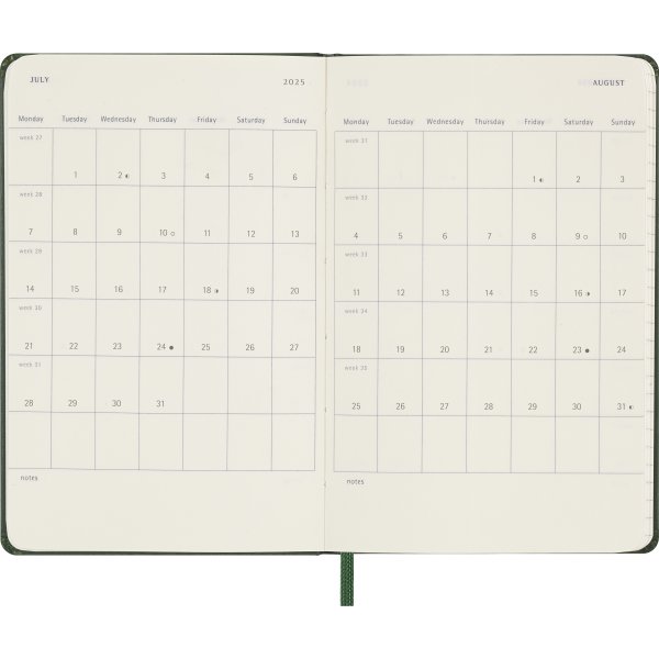 Moleskine 2025 Kalender | H | Uge | Poc. | Grøn