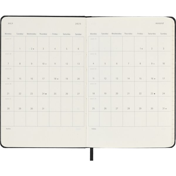 Moleskine 2025 Kalender | H | Uge | Poc. | Sort