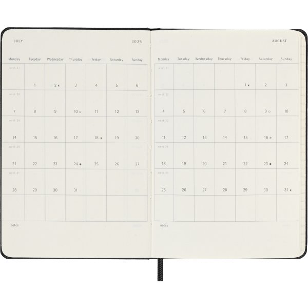 Moleskine 2025 Kalender | H | Uge h. | Poc. | Sort