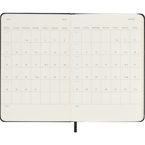 Moleskine 2025 Kalender | H | Uge v. | Poc. | Sort