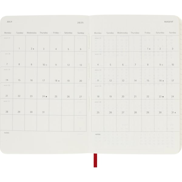 Moleskine 2025 Kalender | S | Uge | Poc. | Rød