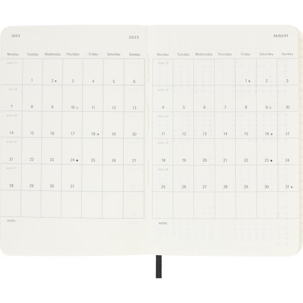 Moleskine 2025 Kalender | S | Uge | Poc. | Sort