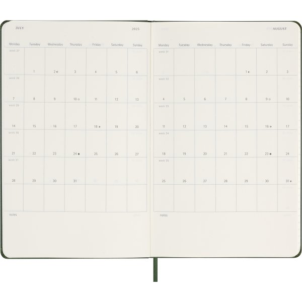 Moleskine 2025 Kalender | H | Uge | L | Grøn