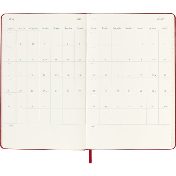 Moleskine 2025 Kalender | H | Uge | L | Rød