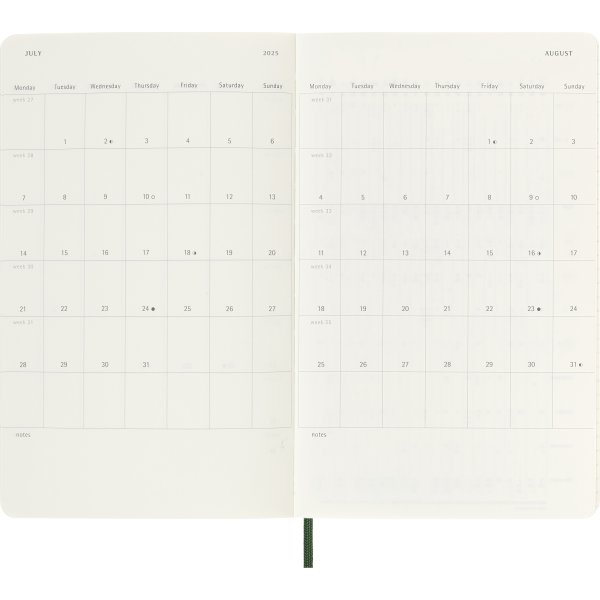 Moleskine 2025 Kalender | S | Uge | L | Grøn