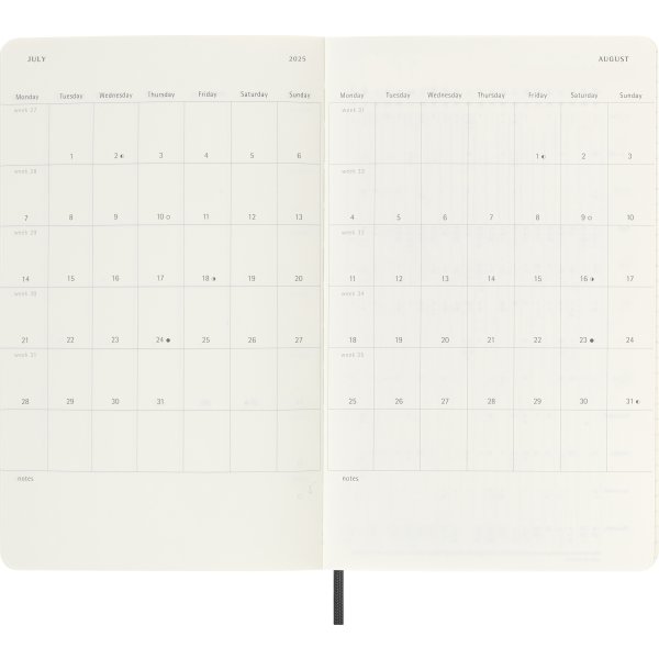 Moleskine 2025 Kalender | S | Uge | L | Sort