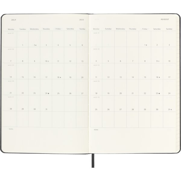 Moleskine 2025 Kalender | H | Uge v. | L | Sort