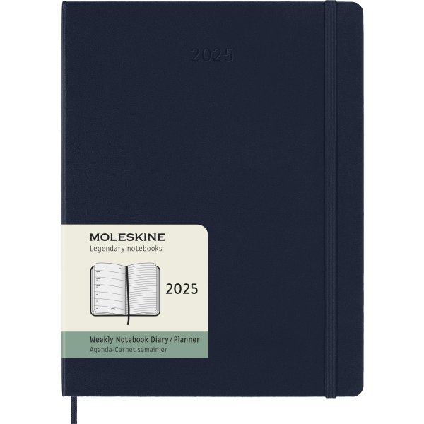 Moleskine 2025 Kalender | H | Uge | XL | Blå