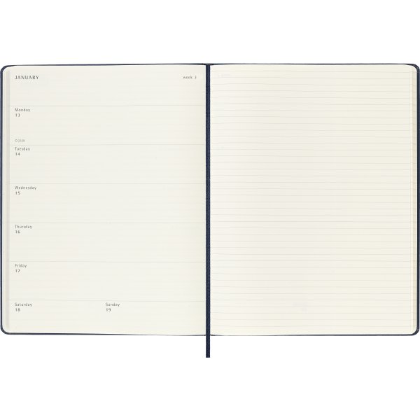 Moleskine 2025 Kalender | H | Uge | XL | Blå