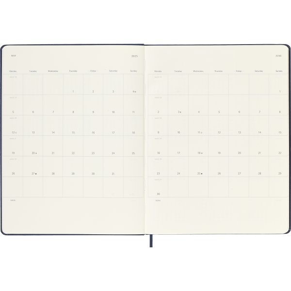 Moleskine 2025 Kalender | H | Uge | XL | Blå