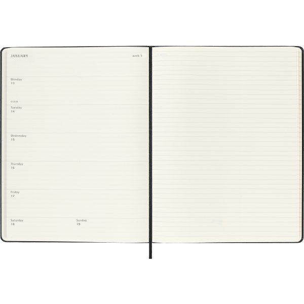 Moleskine 2025 Kalender | H | Uge | XL | Sort