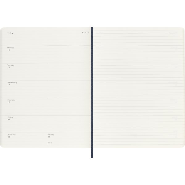 Moleskine 2025 Kalender | S | Uge | XL | Blå