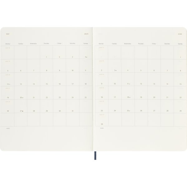 Moleskine 2025 Kalender | S | Uge | XL | Blå