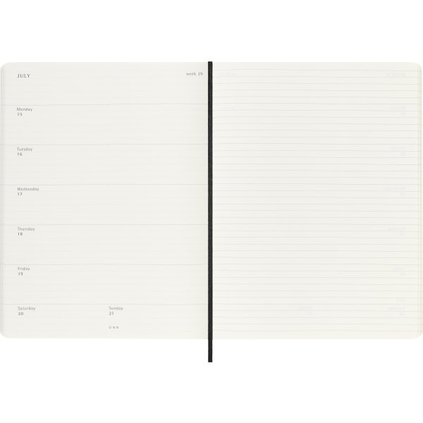 Moleskine 2025 Kalender | S | Uge | XL | Sort