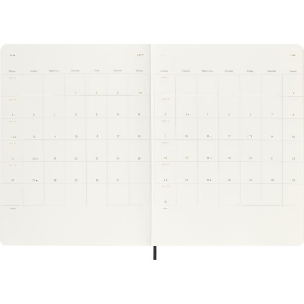 Moleskine 2025 Kalender | S | Uge | XL | Sort