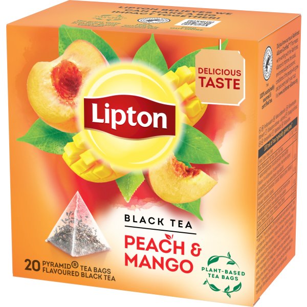 Lipton Sort te m. Peach/Mango, 20 breve