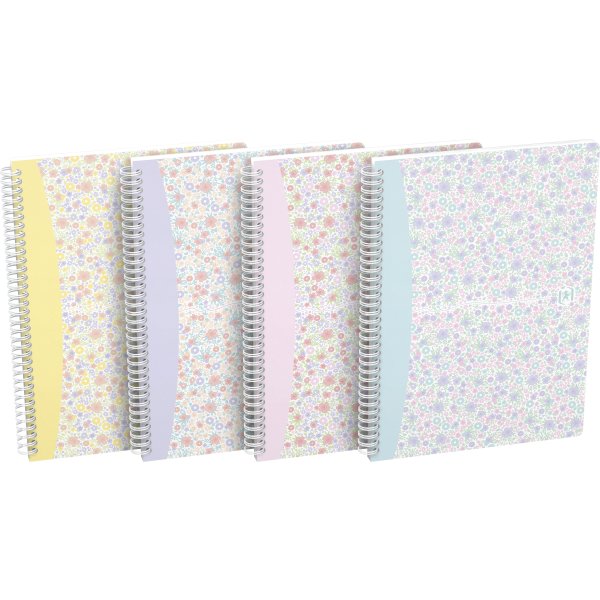 Oxford Floral Spiralbog B5 | Kvadreret | Ass.