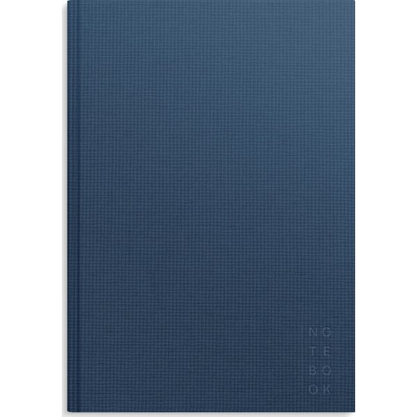 Burde Notesbog, tekstil, A4, linjeret, dark blue
