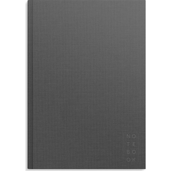 Burde Notesbog, tekstil, A4, linjeret, dark grey