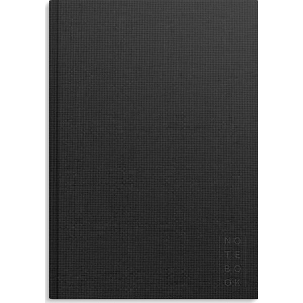 Burde Notesbog, tekstil, A4, blank, black