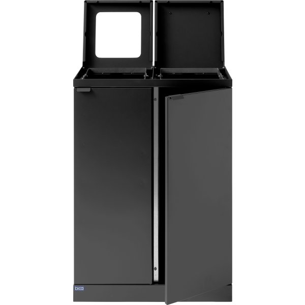 Bica 874 Avfallsbehåll., 2x65L, lyftlock, Antracit