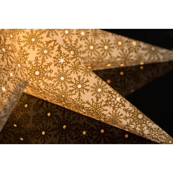 Papirstjerne, Hængende, Mønster, Ø60, Guld