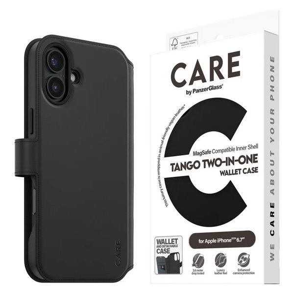 CARE iPhone 16 plus to i en cover m. pung, sort