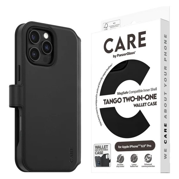 CARE iPhone 16 Pro Max to i en cover m. pung, sort