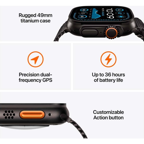 Apple Watch Ultra 2 (GPS+4G) 49mm, sort titan, M/L