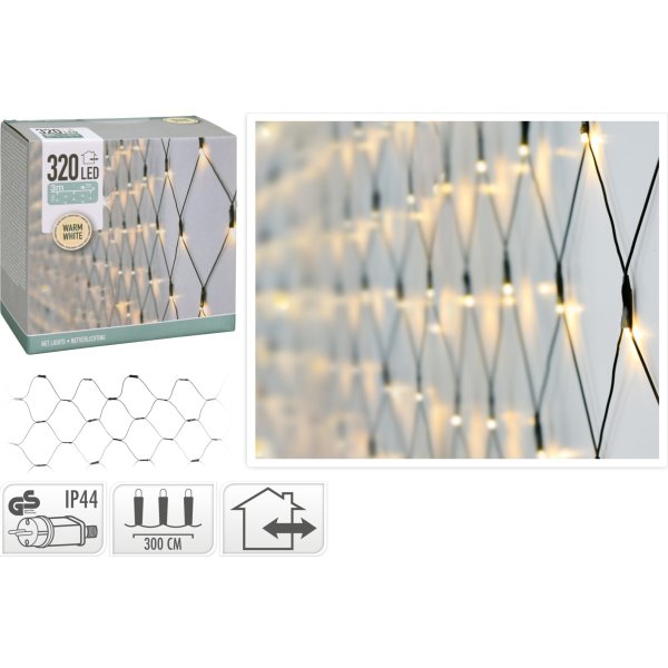 Lysnet m/320 LED, 150x300 cm, varm hvid