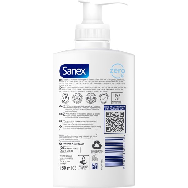 Sanex Håndsæbe | Zero% | 250 ml
