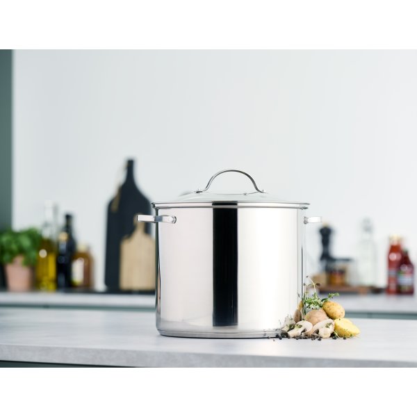 Gryde m/låg, rustfrit stål, 14L