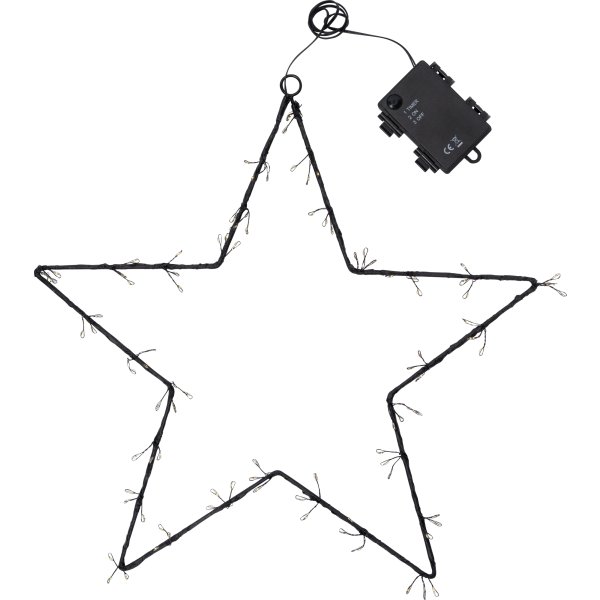 Stjerne m. cluster LED, Ø40 cm, Sort/Varm Hvid