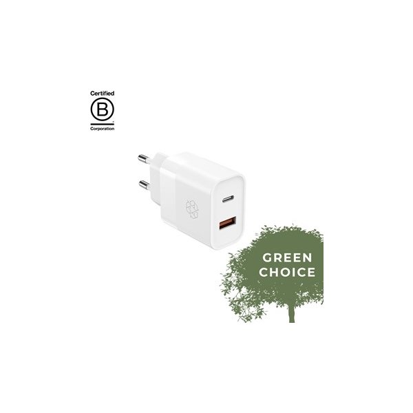 Ëssentials oplader, 30W, USB-A & USB-C, hvid