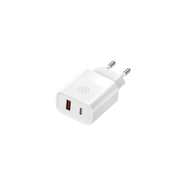 Ëssentials oplader, 30W, USB-A & USB-C, hvid