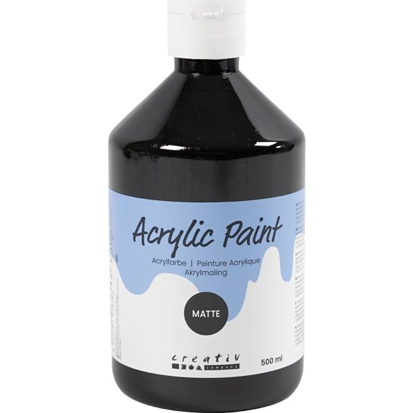 Akrylmaling | 500ml | Mat | Sort