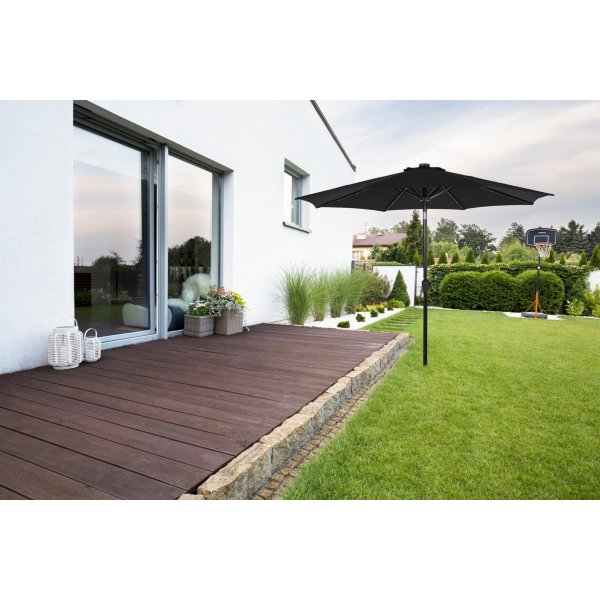 Felix parasol m/krank, tilt, solar LED, Ø3m, sort