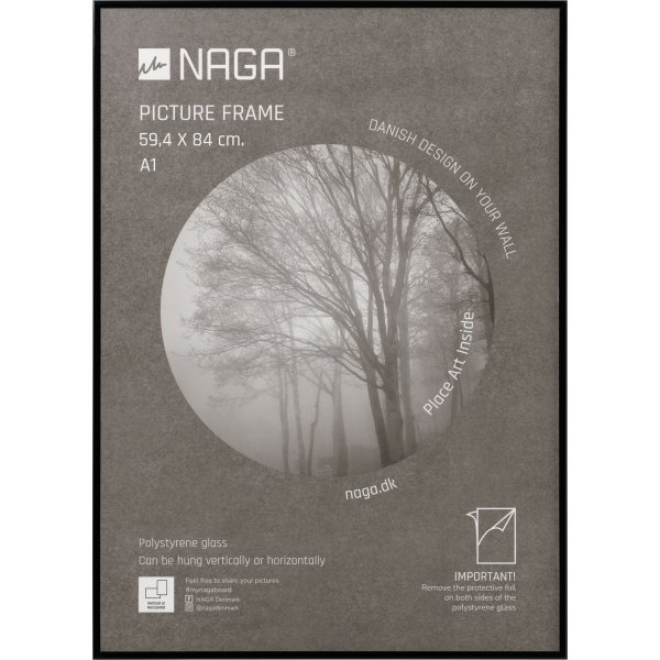 NAGA plakatramme, 59,4 x 84,1 cm, sort