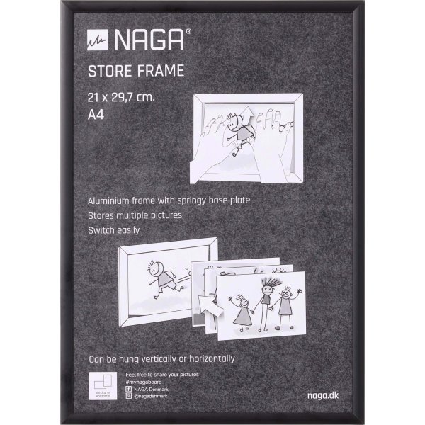 NAGA Ramme til tegninger, A4, sort