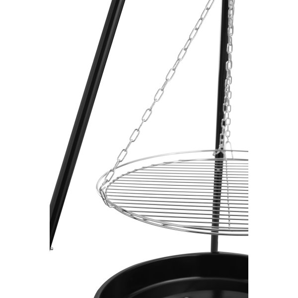 Dangrill tripod bålsted med bålfad og rist, sort